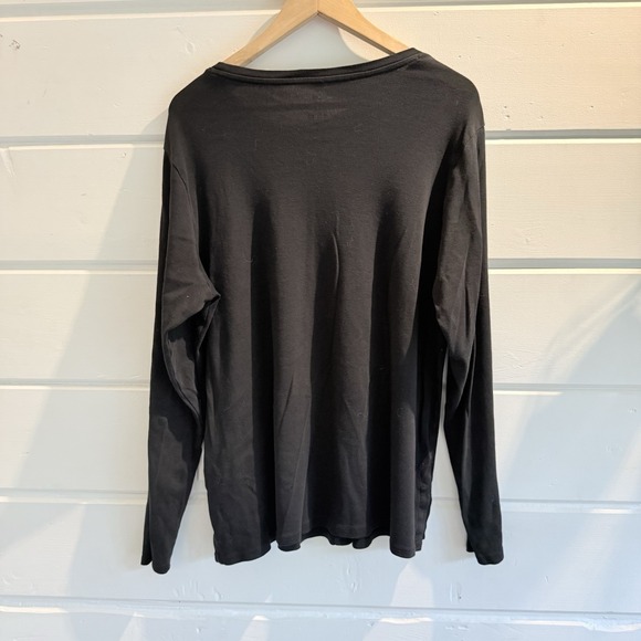 J Jill Women XLT 100% Pima Cotton Crew Neck Tee Long Sleeve Black Relaxed Basic - Picture 4 of 9